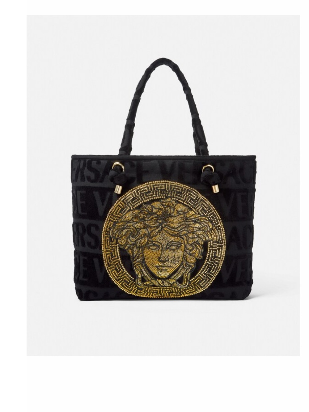 Versace Black Tote with Gold Medusa Embellishment authentic